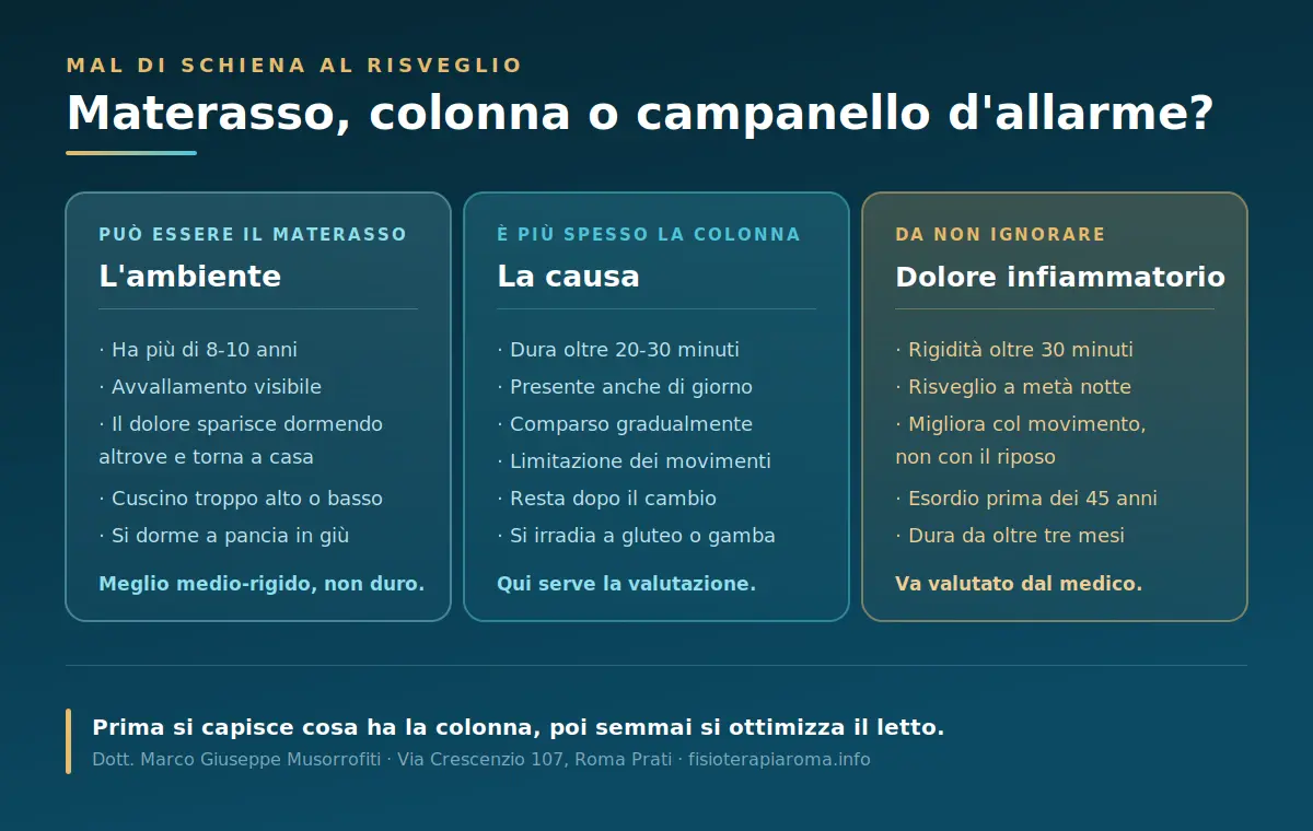 Materasso, colonna e segnali da non ignorare nel mal di schiena al risveglio